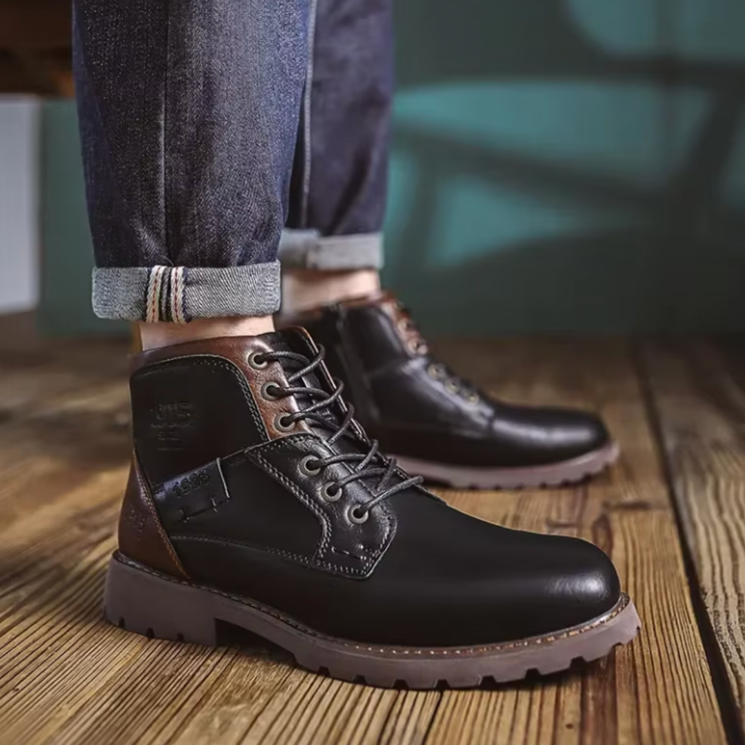 Genuine Leather Men’s Boots Fashion Men’s Casual Leather Shoes British Style Male Boots High Quality Shoes for Men Vintage Boots