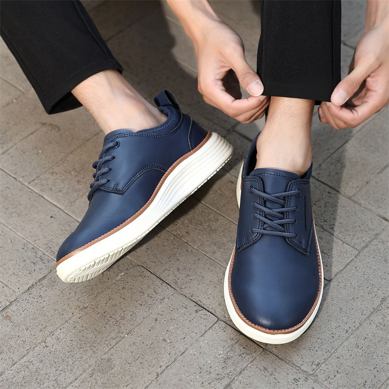 Men’s Comfortable Lace-Up Brogue Sneakers – Genuine Leather, Arch Support, Wide-Toe Fit, Shock-Absorbing Sole for All-Day Comfort