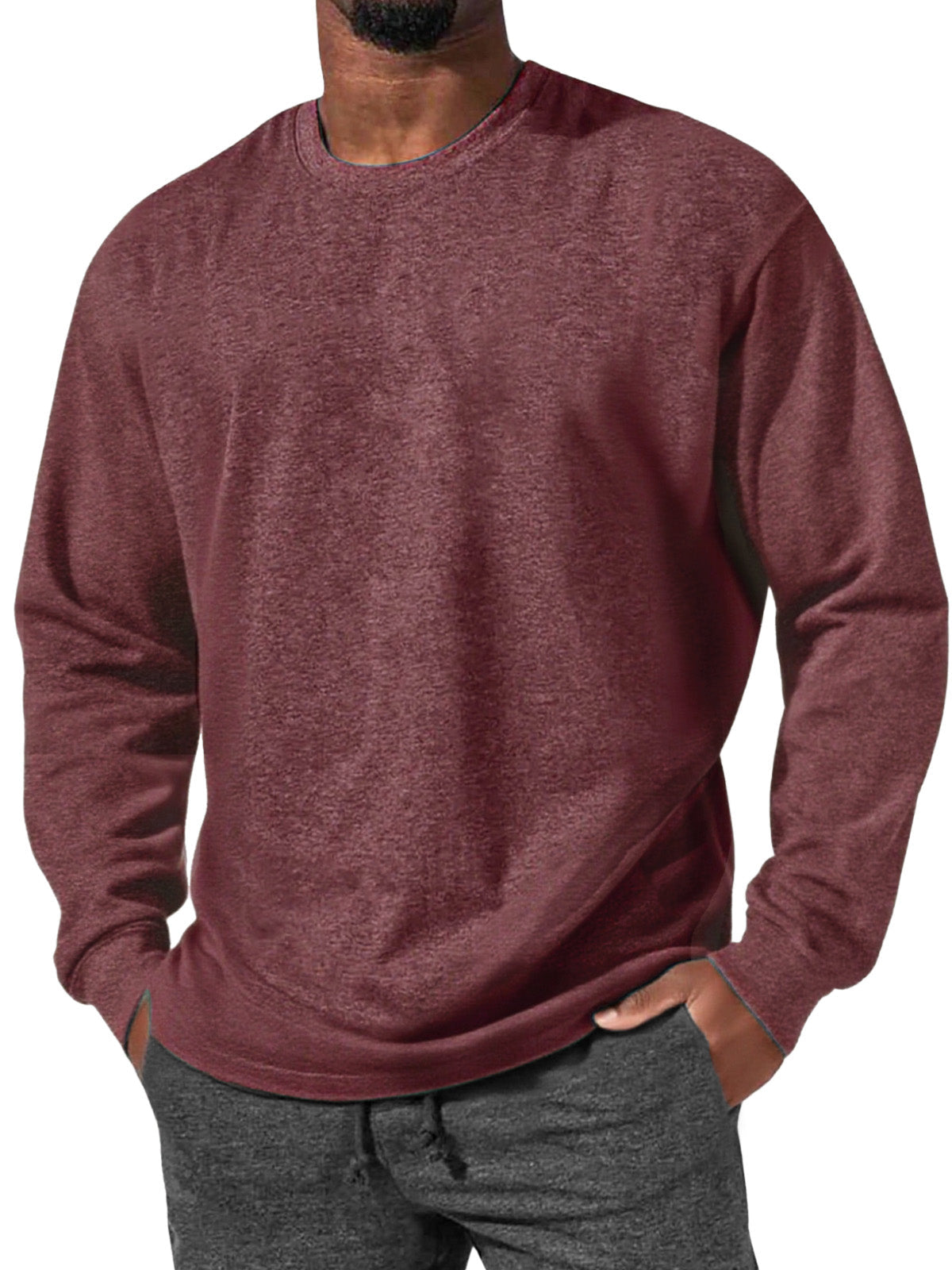 Men's Simple Everyday Comfortable Round Neck Long Sleeve T-shirt