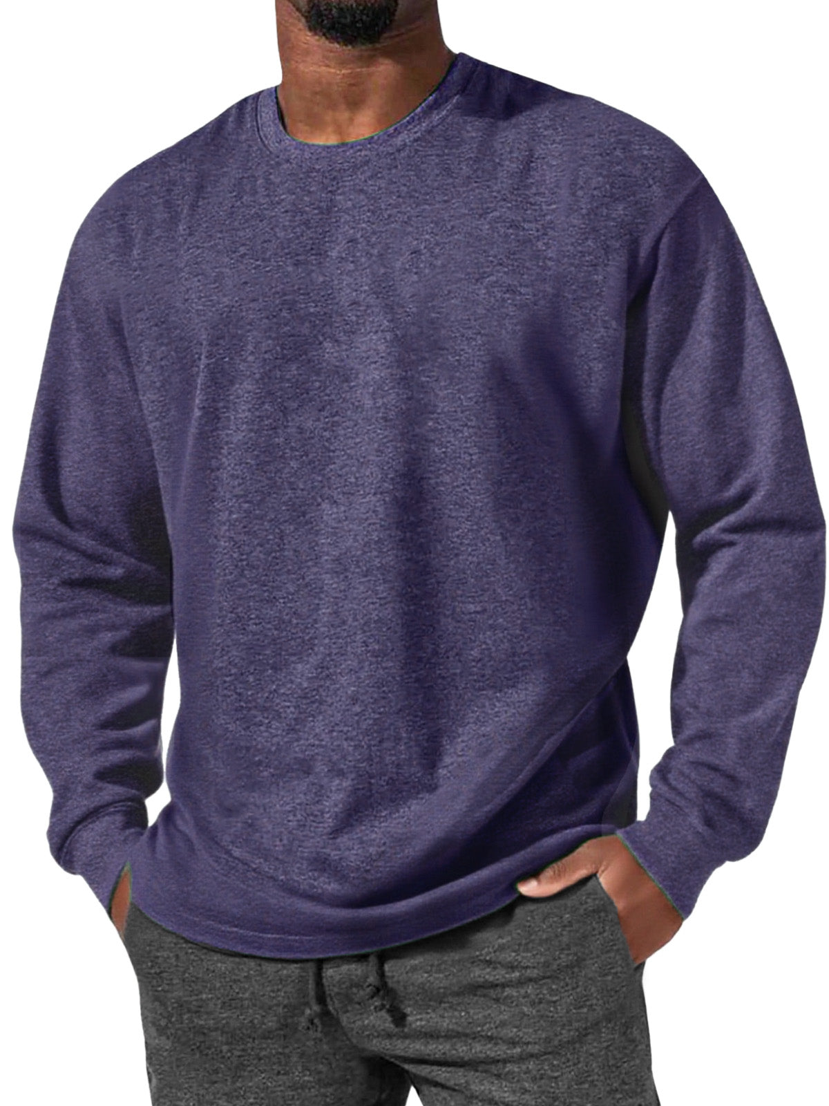 Men's Simple Everyday Comfortable Round Neck Long Sleeve T-shirt