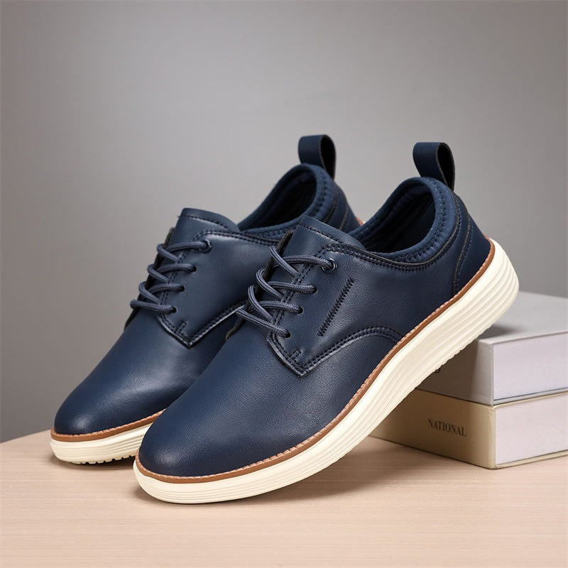 Men’s Comfortable Lace-Up Brogue Sneakers – Genuine Leather, Arch Support, Wide-Toe Fit, Shock-Absorbing Sole for All-Day Comfort