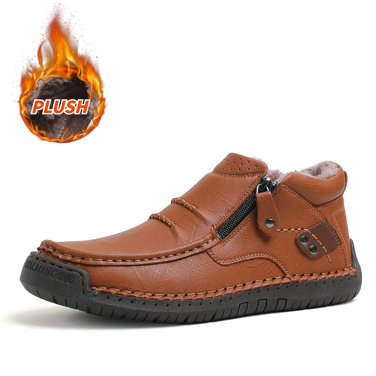 Men's Handmade Leather Boots with Arch Support & Wide Toe Box | Easy Zip Design