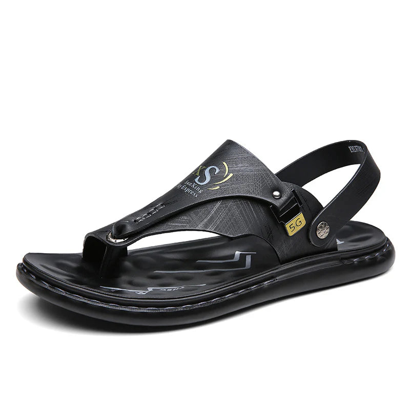 Men’s Orthopedic Leather Flip Flops – Non-Slip Comfort Sandals with Adjustable Back Strap
