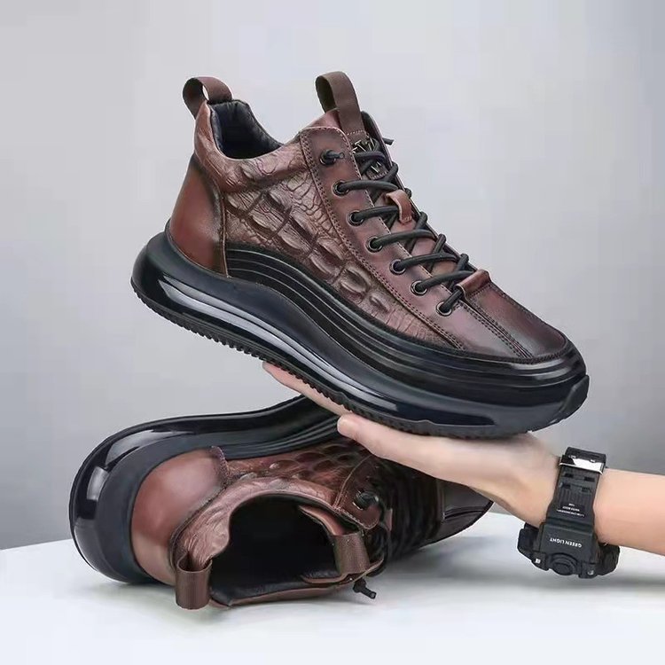 Men’s Casual Cowhide Leather Air Cushion Shoes – Comfortable Everyday Walking Sneakers