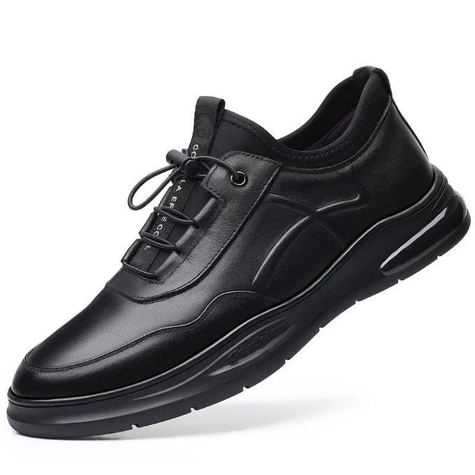 Men’s Leather Dress Sneakers – Breathable Casual Lace-Up Shoes