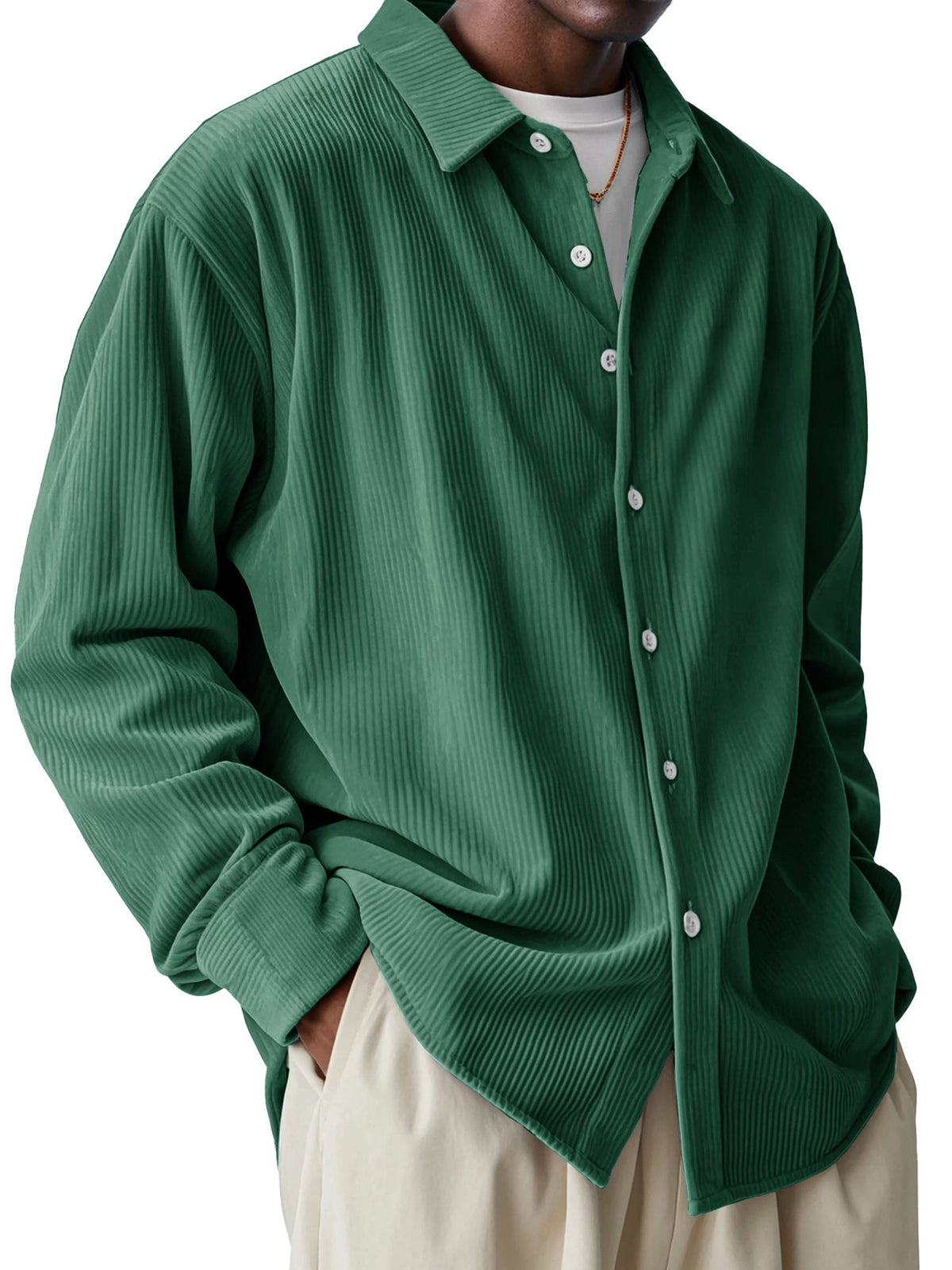 Men's Fashionable and Comfortable Pit Fabric Long Sleeve Lapel Shirt