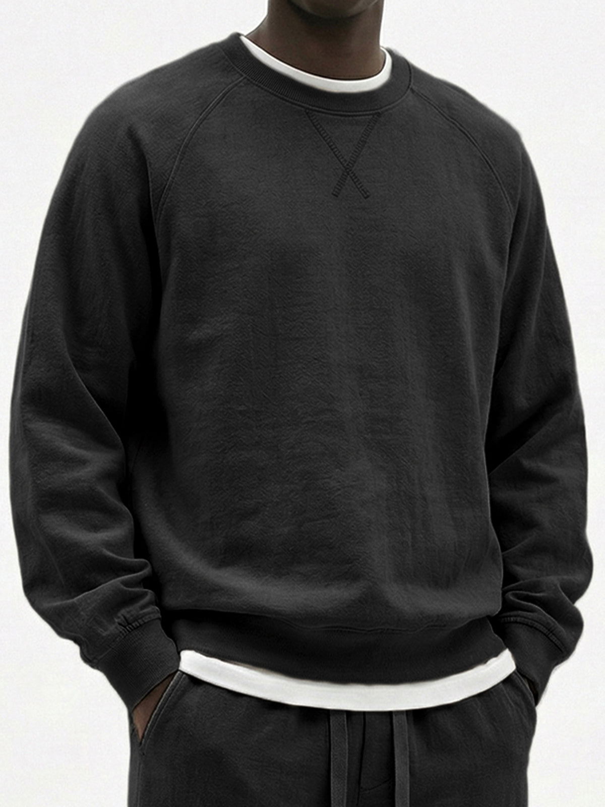 Men's Casual Cotton Embroidered Patchwork Long-Sleeve T-Shirt