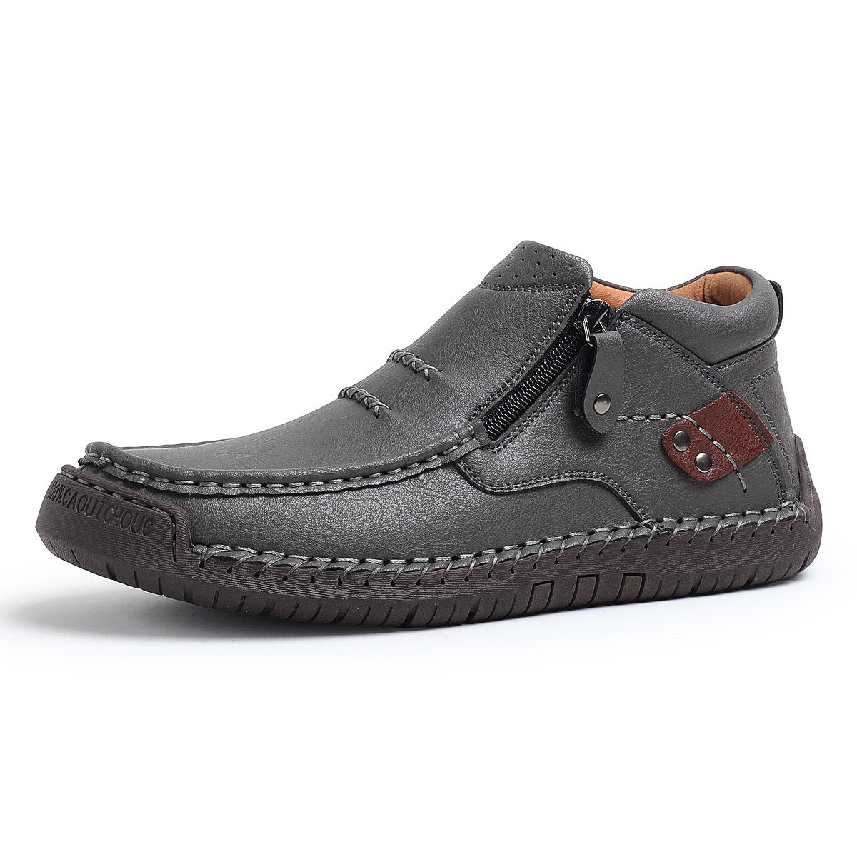 Men's Handmade Leather Boots with Arch Support & Wide Toe Box | Easy Zip Design