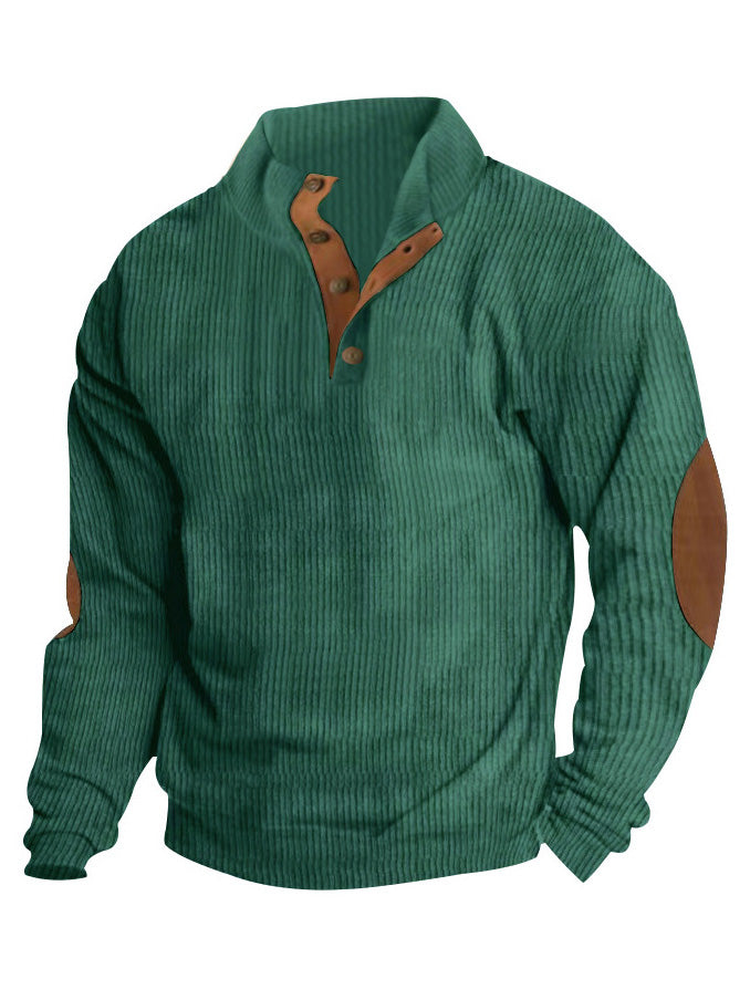 Men's Retro Casual Stand Collar Long Sleeve Sweatshirt