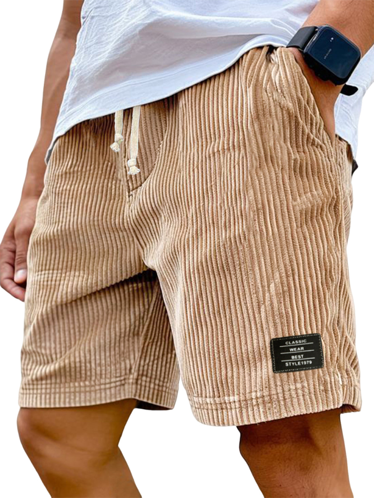 Men's Stylish Ripped Classic Embroidered Label Versatile Casual Shorts