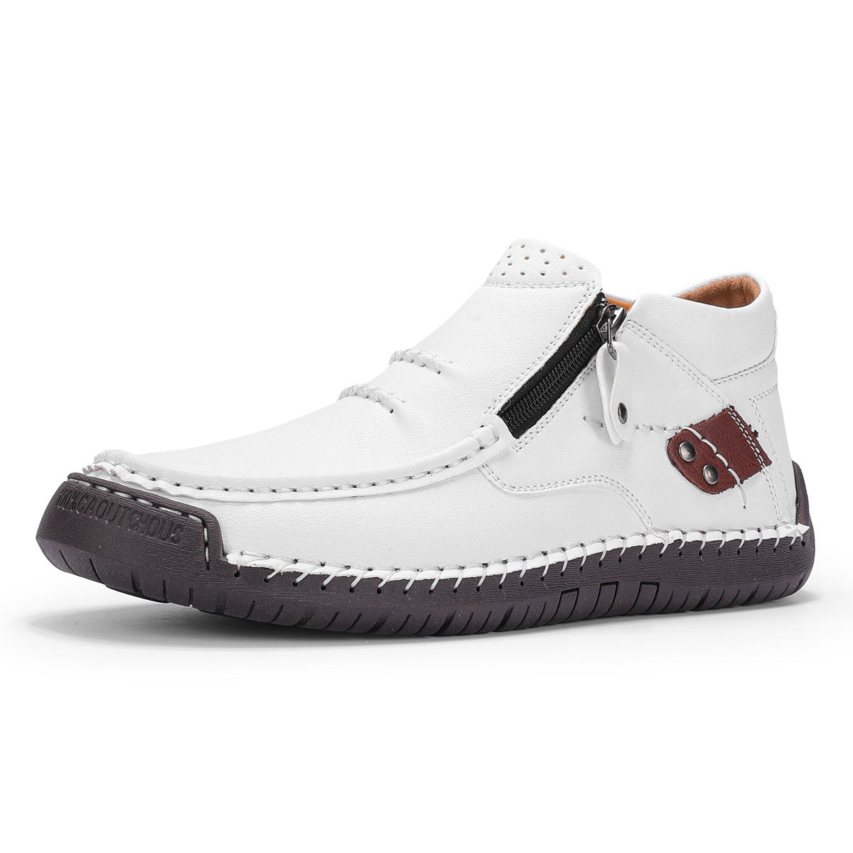 Men's Handmade Leather Boots with Arch Support & Wide Toe Box | Easy Zip Design
