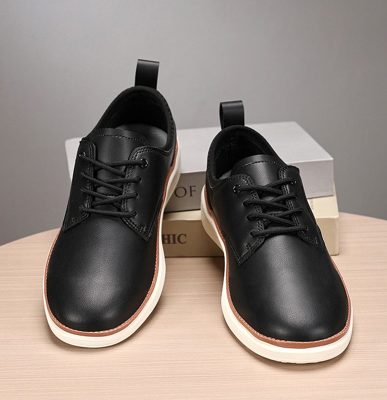 Men’s Comfortable Lace-Up Brogue Sneakers – Genuine Leather, Arch Support, Wide-Toe Fit, Shock-Absorbing Sole for All-Day Comfort