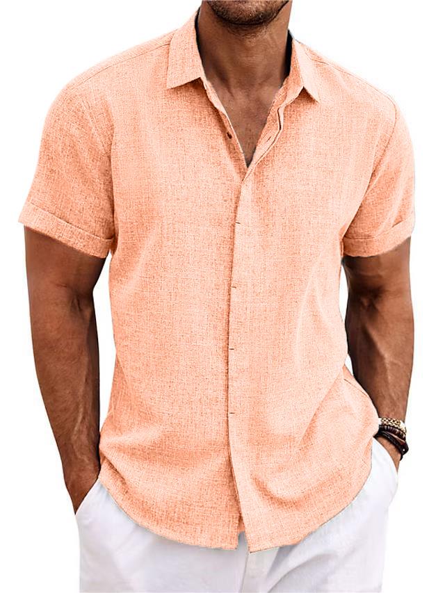 Mokaloha-Men's Cotton Linen Casual Short Sleeve Quality Beach Hawaiian Daily Shirt