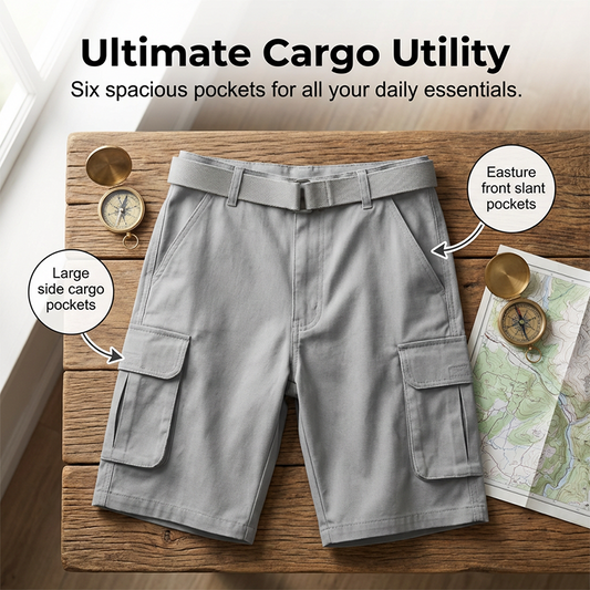 Men’s Tactical Cargo Shorts – Quick-Dry Multi-Pocket Utility Shorts( With Belt )